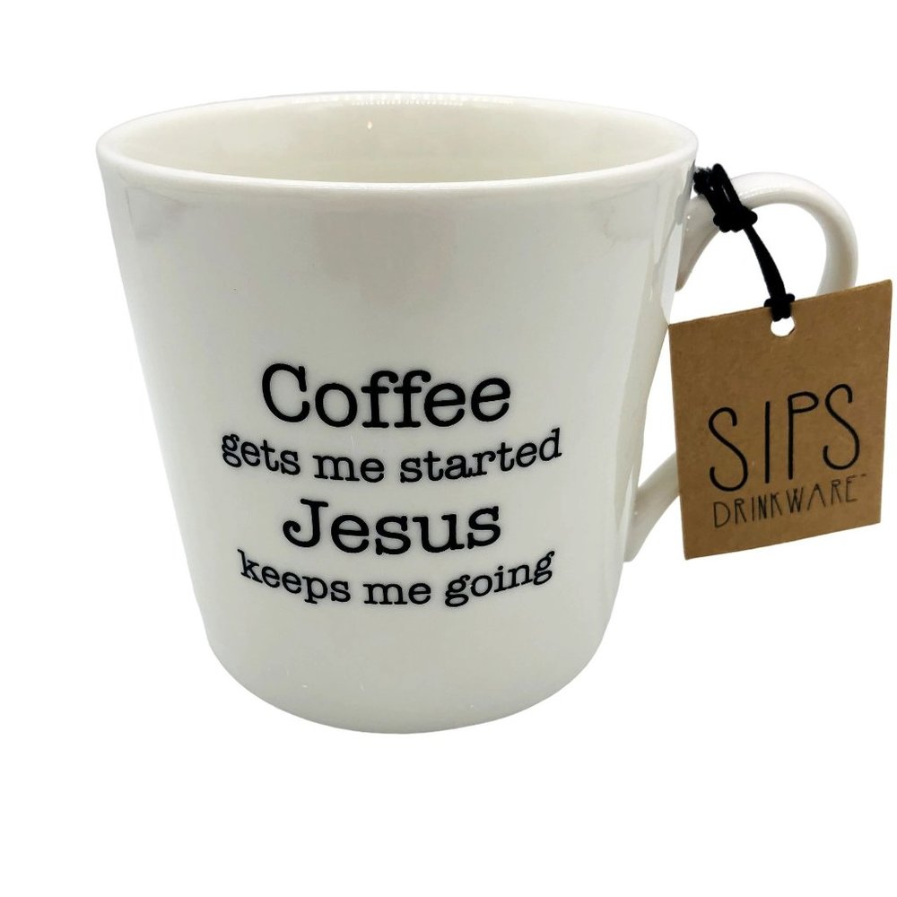 Creative Brands Cafe Mug Cup Inspirational White Porcelain 14 oz.